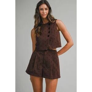 NEW MABLE serena polka dot shorts in chocolate